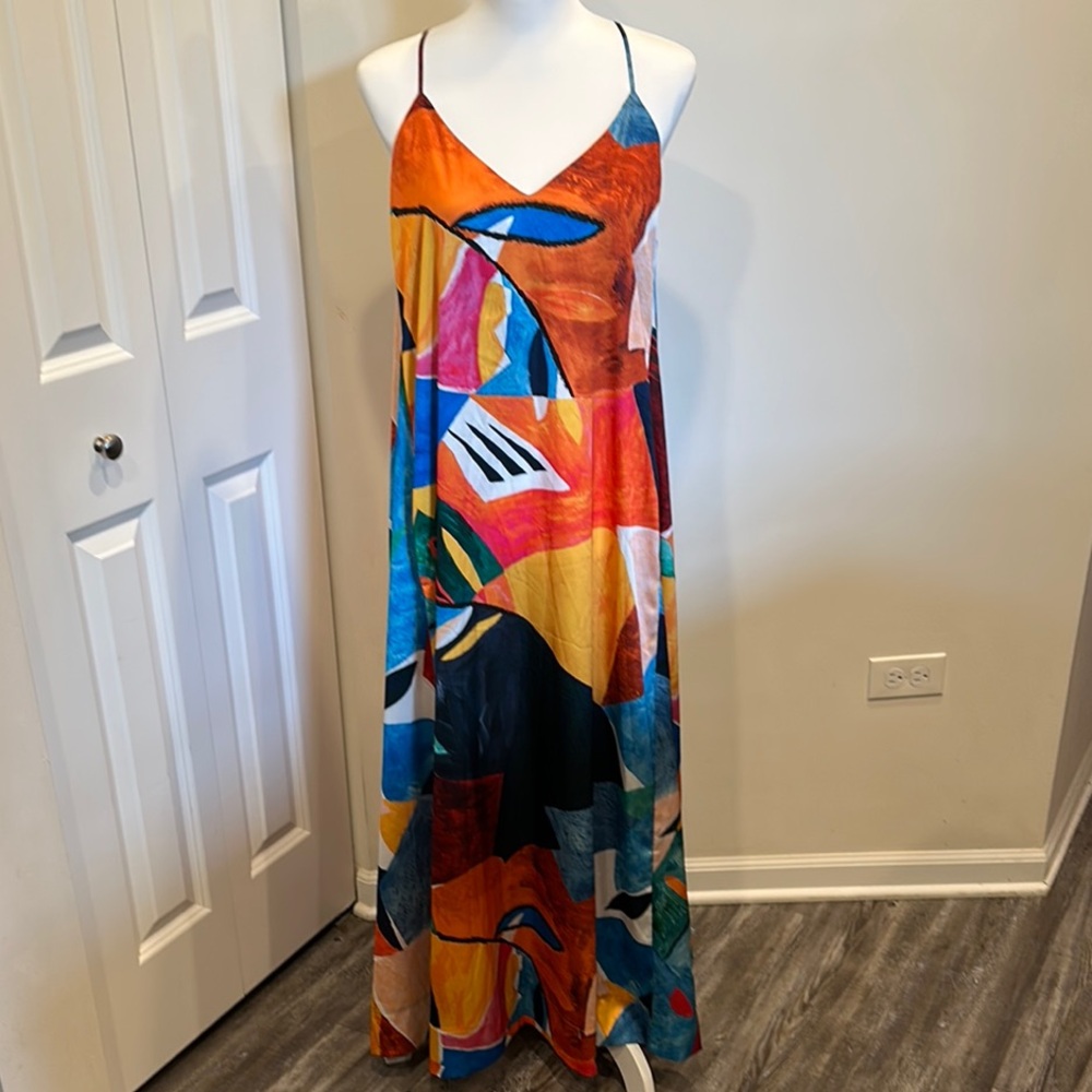 Nicole Miller Colorful Abstract Maxi Dress